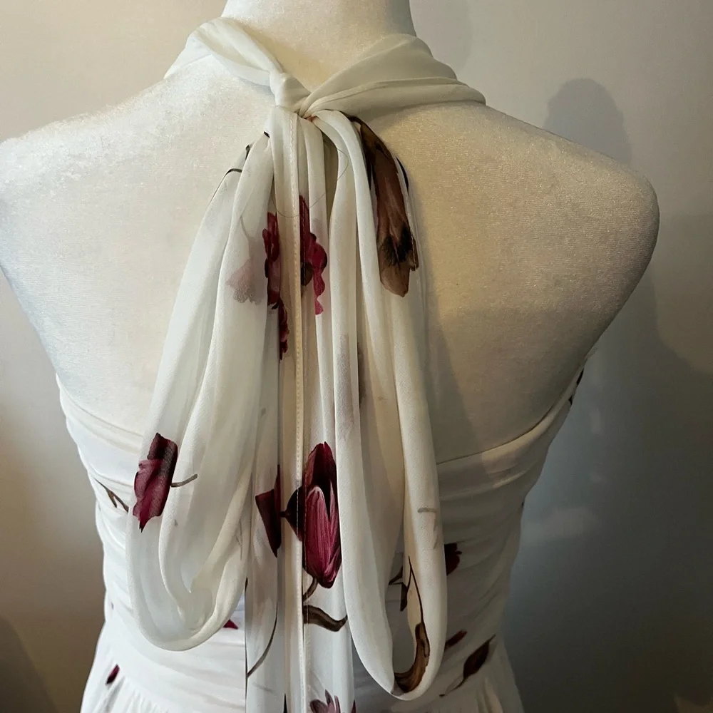 Dessy Collection Elegant Floral Halter Gown - Picture 6 of 9